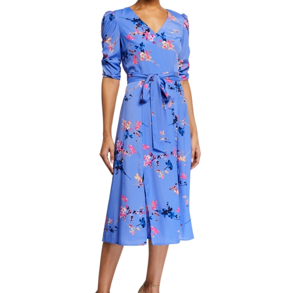 Eliza J Cuff Sleeve V Neck Ruched Waist 
